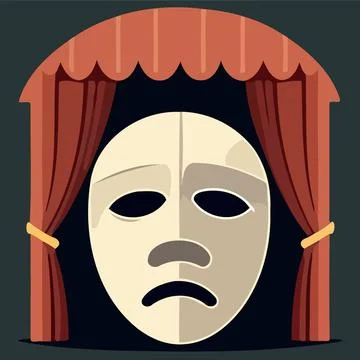 Dramatic mask object on theater stage Stock Illustration