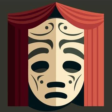 Dramatic mask object on theater stage Illustrazione stock