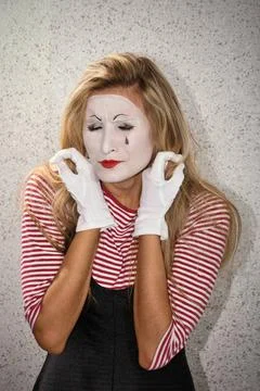 Dramatic mime actor . Close-up dramatic mime actor . Close-up ,model relea... Stock Photos