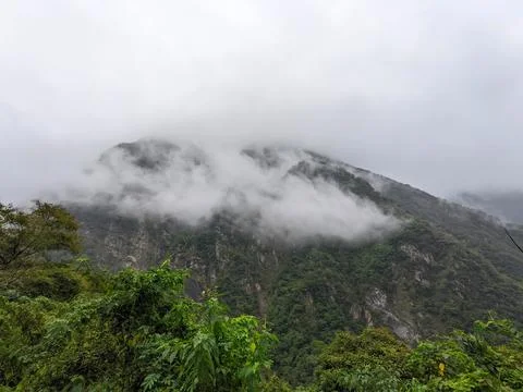 Dramatic Misty Mountains and Lush Forests Embrace Taroko Gorge National Parks Stock Photos