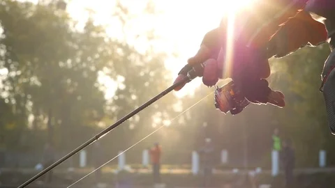 Dramatic moment at fishing competition Stock Footage 85039843