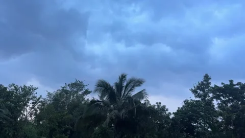Dramatic Monsoon Clouds Over Rural Village Landscape in West Bengal India Stock Footage 338040803