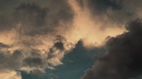 Dramatic Moody Sunset Clouds Moving Across Dark Evening Sky Backdrop Stock Footage 345288842