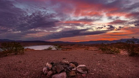 Dramatic Morning Clouds by the Lake Camping Ground Time Lapse Stock Footage 78312620