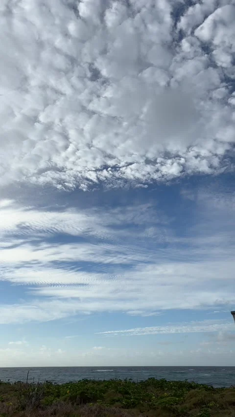 Dramatic Morning Clouds Over Atlantic Ocean, Barbados Caribbean Stock Footage 337109325
