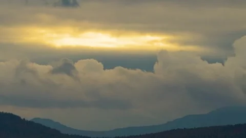 Dramatic Morning Clouds Over Southern Urals Mountains, Russia Stock Footage 325358250