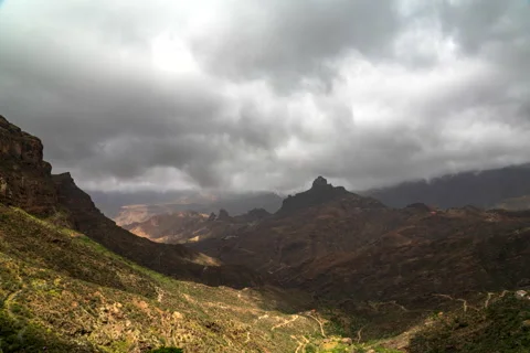Dramatic mountain 4k timelapse in Gran Canaria Stock Footage 255704225