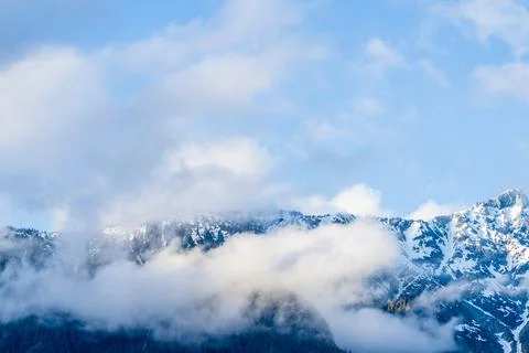 Dramatic Mountain Clouds Over Mount Currie Near Pemberton, BC, Canada Stock Photos