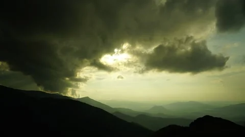 Dramatic Mountain Clouds Sunset Timelapse 4K Stock Footage 64209993