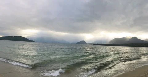 Dramatic mountain lake landscape under stormy clouds - Atmospheric scenery .. Stock Photos