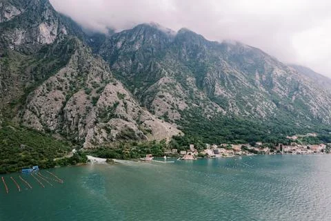 Dramatic mountain landscape above Kotor Bay Montenegro Stockfoto's