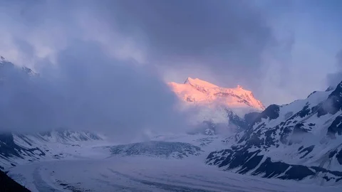 Dramatic mountain landscape with low clouds. Stock Footage 93125284