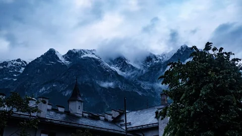 Dramatic Mountain Landscape with Snow-Capped Peaks Stock Footage 303906900