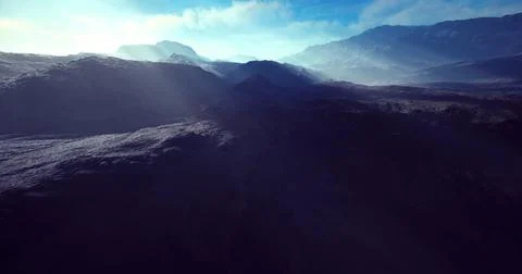 Dramatic mountain landscape with soft light during early morning hours Stock Illustration