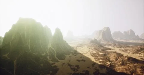 Dramatic mountain landscape with soft lighting in a desert environment Stock Illustration