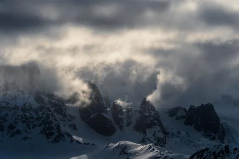 Dramatic mountain landscape in Svalbard. Stock Photos
