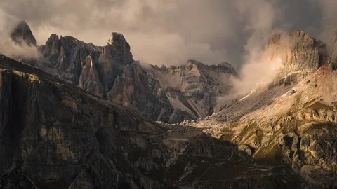 Dramatic Mountain Landscape Under Dark Cloudy Sky Stock Footage 323301430