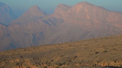 Dramatic Mountain Landscape View in Wadi Bani Khalid, Oman Stock Footage 324849243
