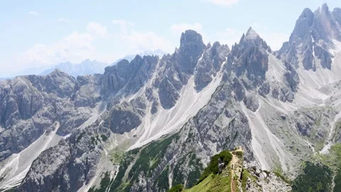 Dramatic Mountain Peaks View from Panoramic Viewpoint in Dolomites Vídeos de archivo 335139310
