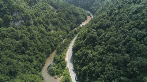 Dramatic Mountain Road Stock Footage 92390275