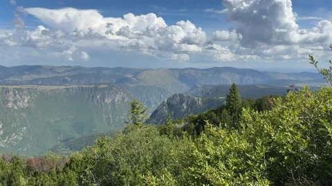 Dramatic mountain scenery in Montenegro with distant peaks landscape Stock Footage 319450100