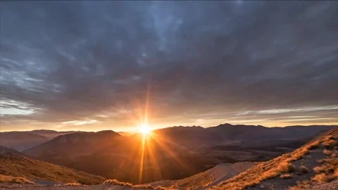 Dramatic Mountain Sunrise Timelapse with Cloud Sea Stock Footage 327266308