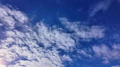 Dramatic movement of clouds in a blue sky, captured in a dynamic timelapse Stock Footage 299089413