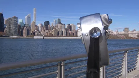 Dramatic Moving Shot From Viewer to Manhattan New York Video stock 82764259