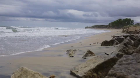 Dramatic Nature Background: Slow Motion Choppy Sea Vidéo 333933585