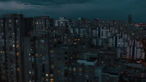 Dramatic Night City Area in Belgrade Stock Footage 240667022