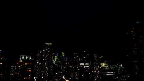 Dramatic night lightning storm over downtown Toronto skyline. Видео 347531746