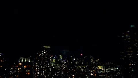 Dramatic night lightning storm over downtown Toronto skyline. 스톡 동영상 347532634