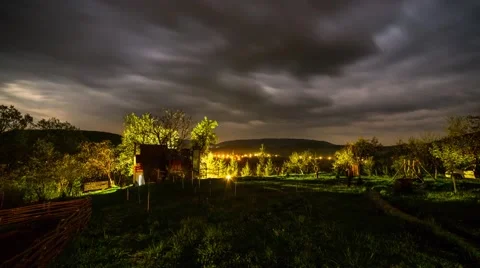 Dramatic Night in the Mountains Stock Footage 50424527