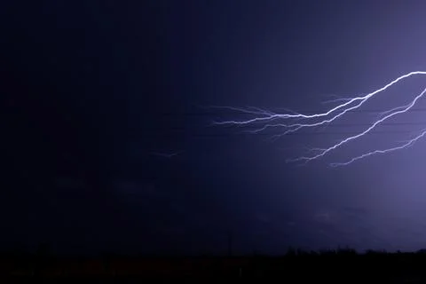 Dramatic Nighttime Lightning - Electrical Storm Stock Photos