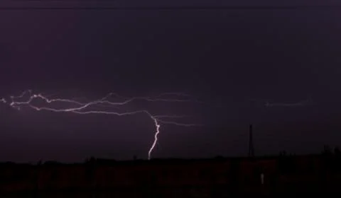 Dramatic Nighttime Lightning - Electrical Storm Stock Photos