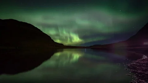 Dramatic Northern Lights (Aurora borealis) 4K Timelapse in Iceland Stock Footage 71387175