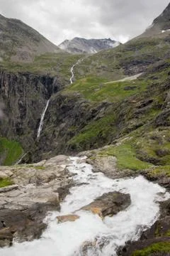 Dramatic norwegian landscape in cold summer Stock Photos