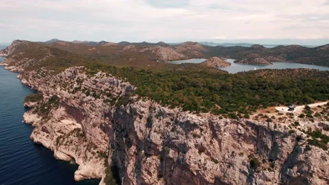 Dramatic ocean cliff Croatia - Most incredible ocean cliff Stock Footage 203777983