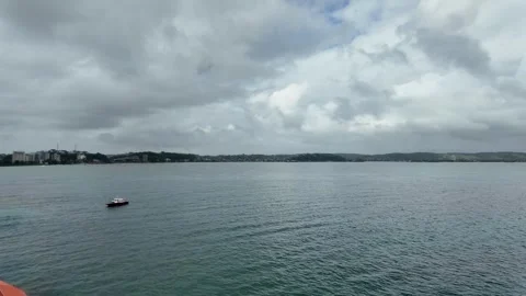 Dramatic Ocean Coastline Under Heavy Clouds Stock Footage 296428039