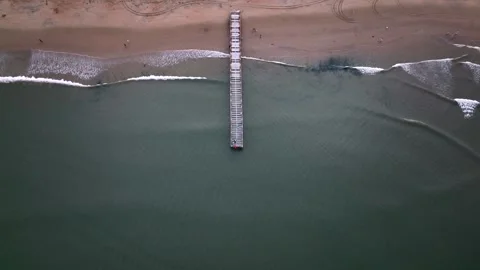 Dramatic Ocean High Tide Waves Crashing Coastline Aerial Footage Stock Footage 320404663