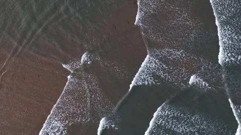 Dramatic Ocean High Tide Waves Crashing Coastline Aerial Footage Stock Footage 320404732