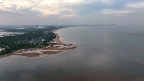 Dramatic Ocean High Tide Waves Crashing Coastline Aerial Footage Stock Footage 320413863