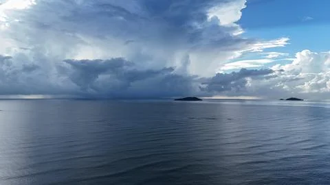 Dramatic ocean sky at Montjoly. Stock Photos
