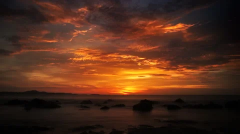 Dramatic ocean sunset Stock Footage 52922673