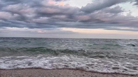 Dramatic Ocean Waves Under Stormy Cloudy Sky Stock Footage 334986168