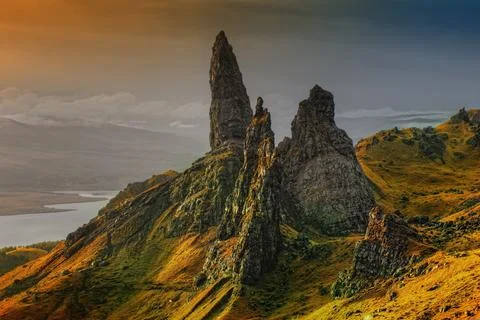Dramatic Old Man of Storr Rock Formation Stock Photos