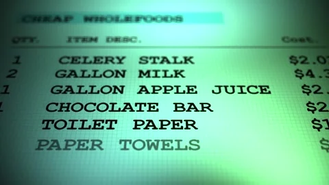 Dramatic Ominous Grocery Store Prices on Checkout Lane - Economy Concept Stock Footage 328116809