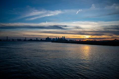 A Dramatic Orange and Blue Sunset at Graffiti Pier Stock Photos