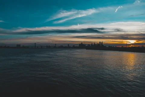 A Dramatic Orange and Blue Sunset at Graffiti Pier Stock Photos