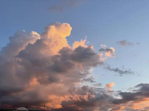 Dramatic orange grey purple sky and cloudy at sunset for background Stock Photos